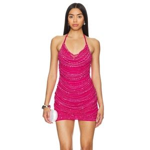 Leslie Amon Pink Halter Mini Dress - from Revolve